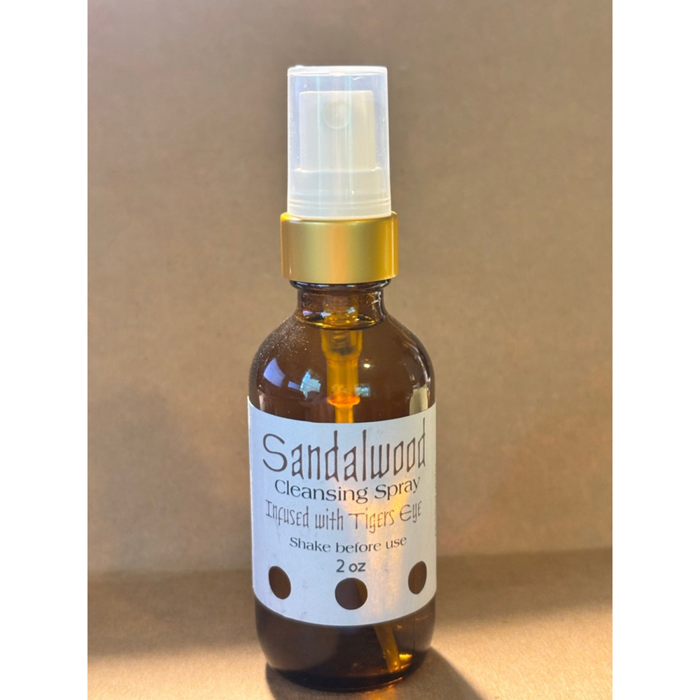 Sapphire and Sage Sandalwood Cleansing Spray 2oz Brown Gold Bottle